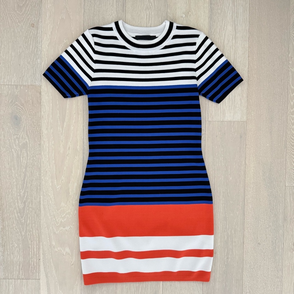 Alexander Wang Engineer Stripe Short Sleeve Body Con Dress - Size XS